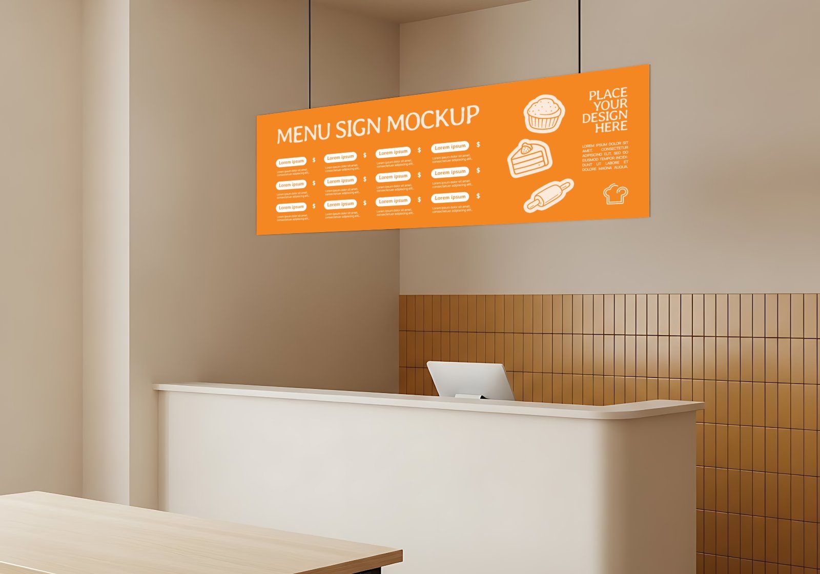 Premium Branding Orange Bakery Store Mockup