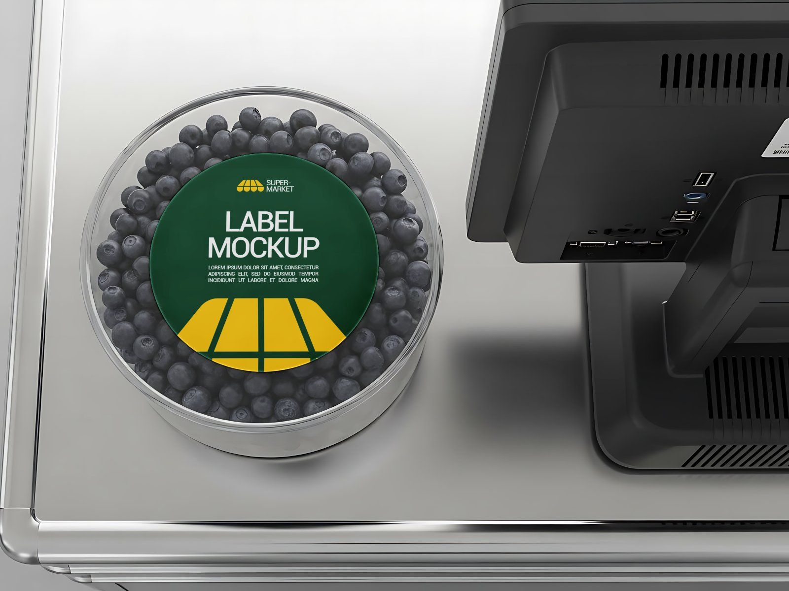 Premium Branding Yellow And Green Supermarket Mockup