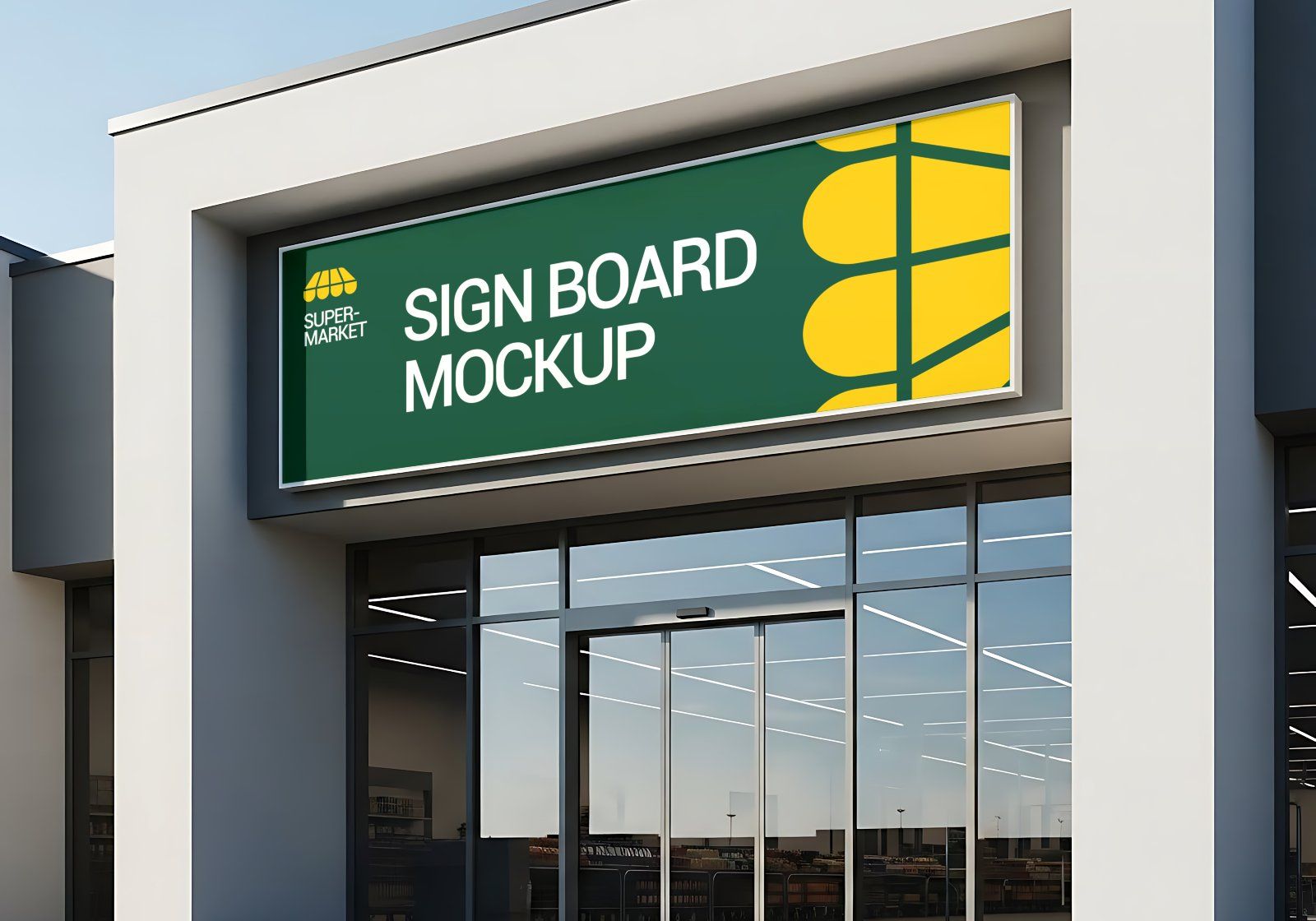 Premium Branding Yellow And Green Supermarket Mockup