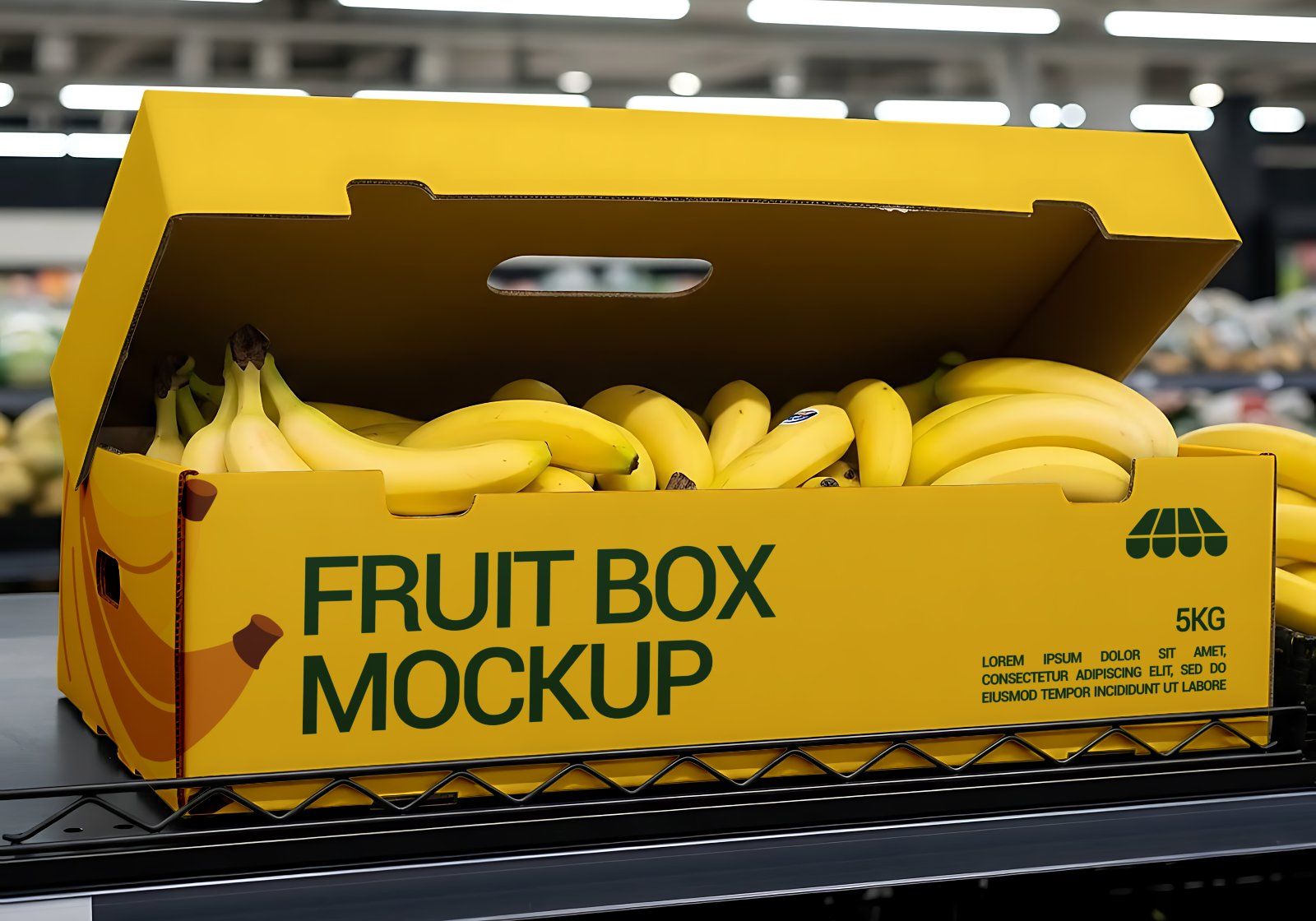 Premium Branding Yellow And Green Supermarket Mockup
