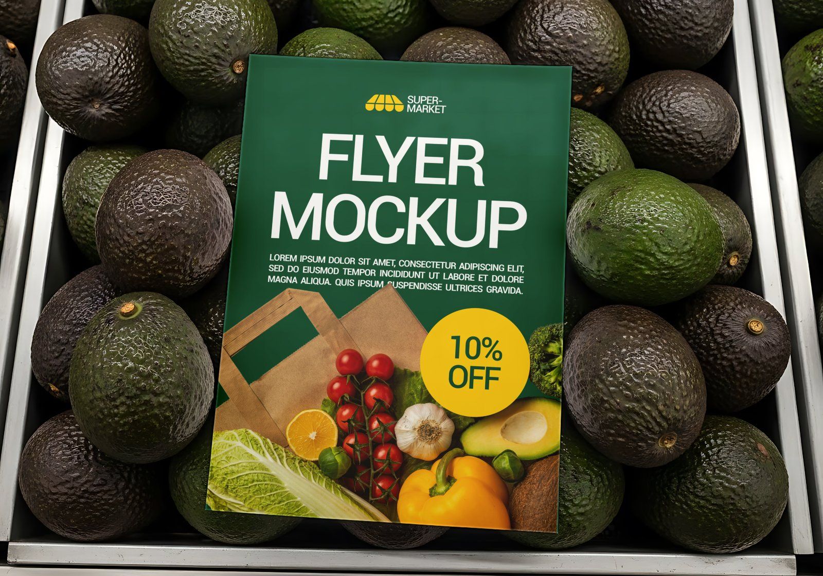 Premium Branding Yellow And Green Supermarket Mockup