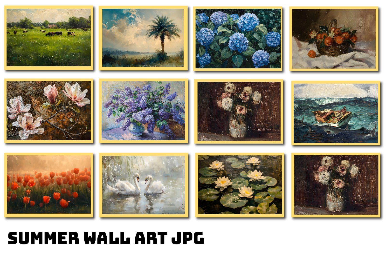 Summer Wall Art Bundle, Bundle Wall Art, Vintage Wall Art, Summer Prints, Summer JPG, Spring Prints,