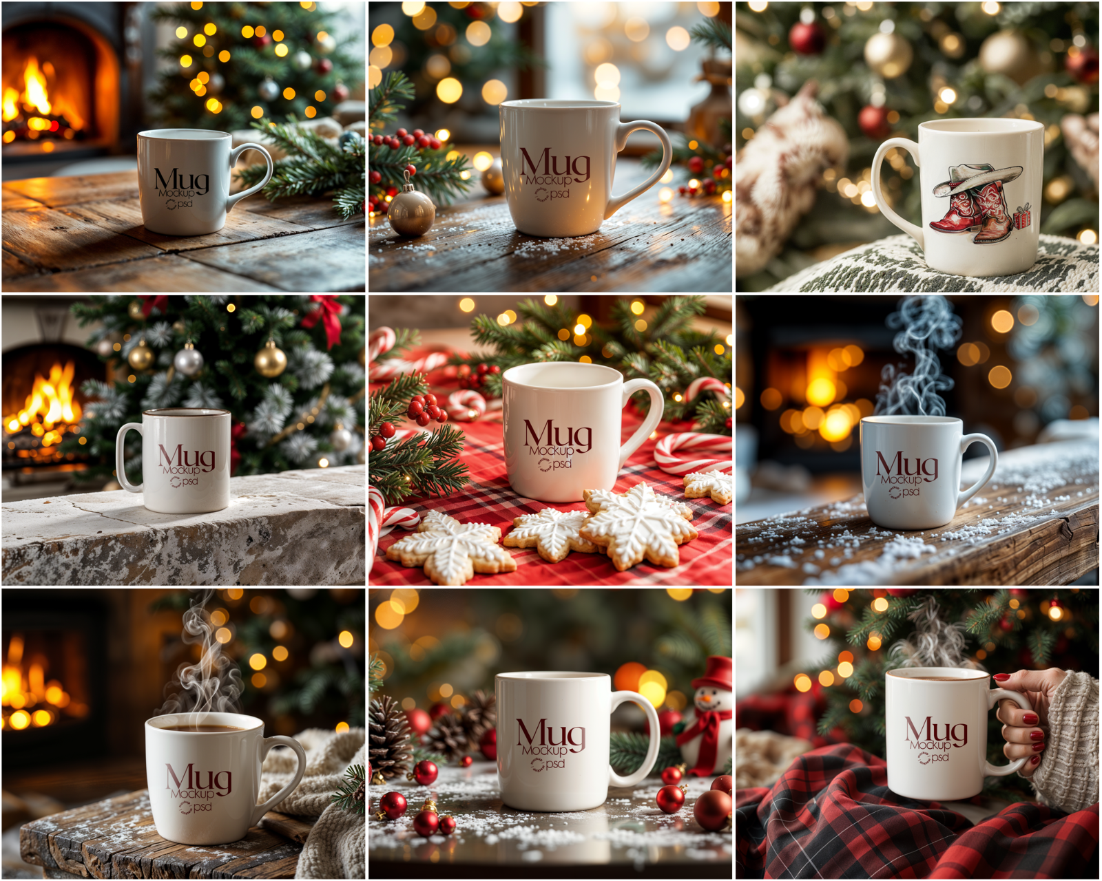 Christmas Mug Mockup Bundle: 11oz White Ceramic (Digital Download)