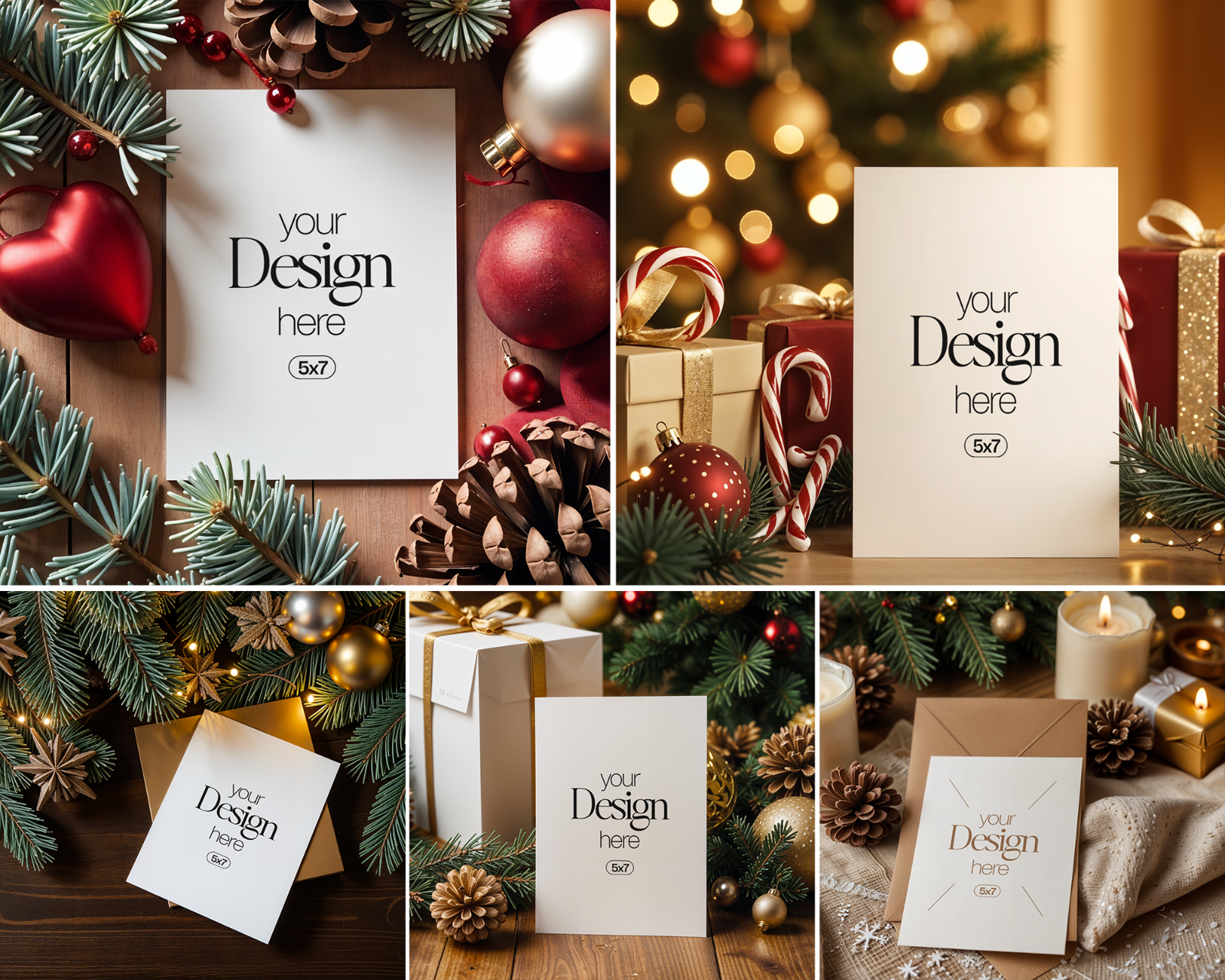 20 Christmas Card Mockup Bundle: White Blank Card PSD (Digital Download)