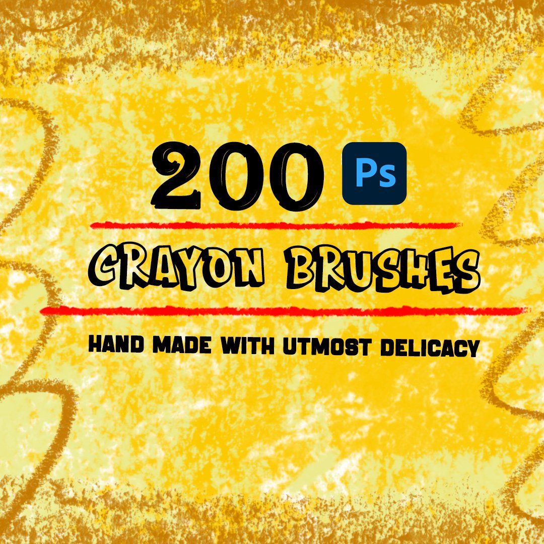 200+ Crayon Photoshop Brushes, Photoshop Brush, Crayon Texture, hand-drawn texture, Real Crayon Text