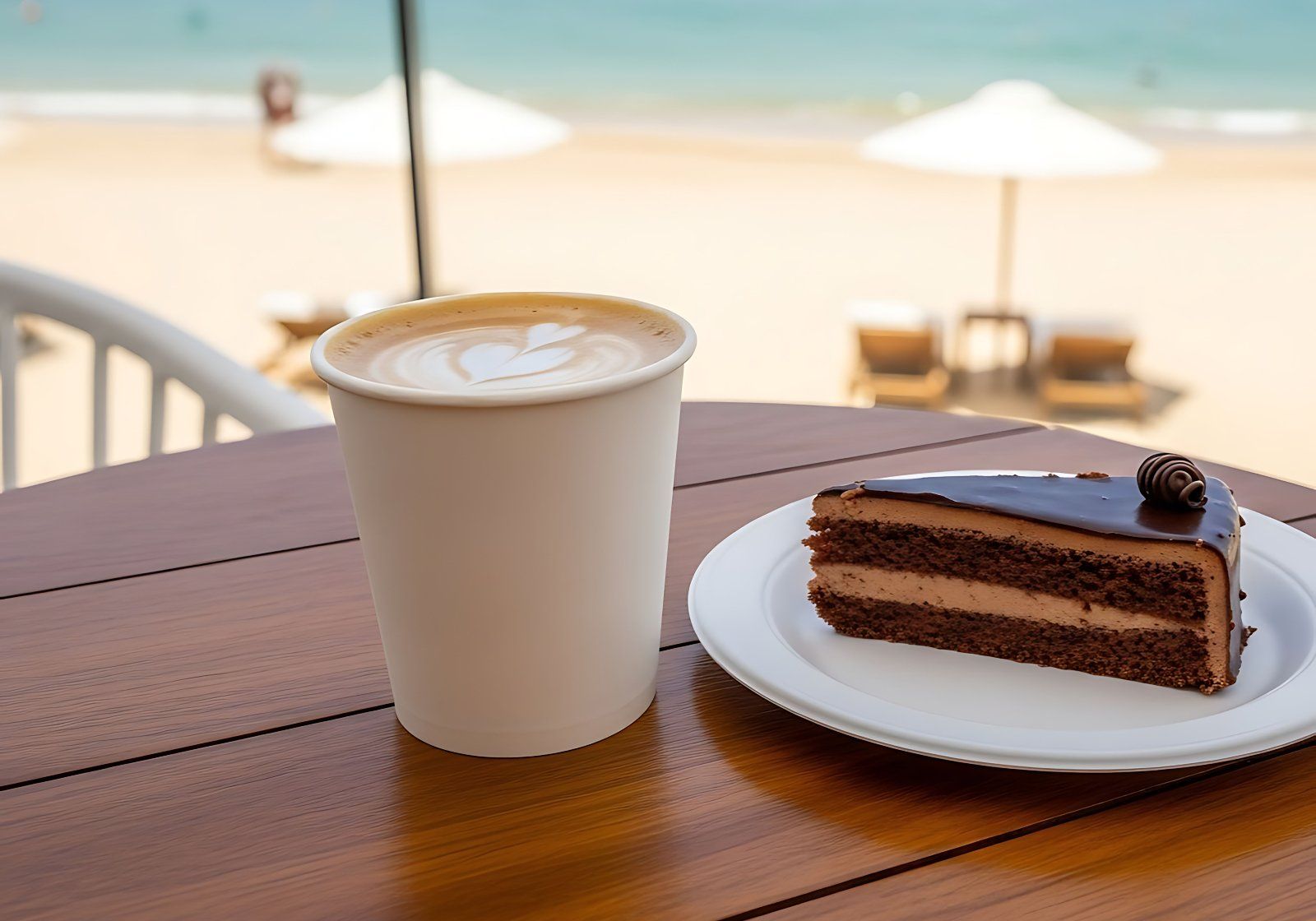 Mockup Cafe Latte Cup PSD with Summer Vibes