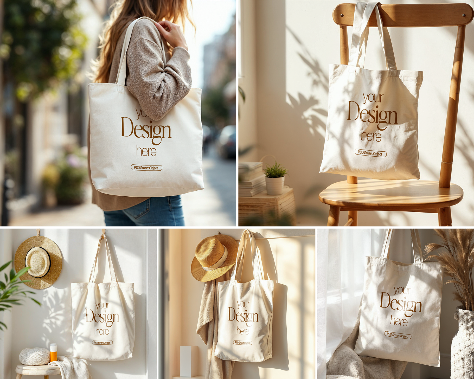 Tote Bag Mockup Bundle PSD: Printify & Printful, 20+ Smart Object Mockups