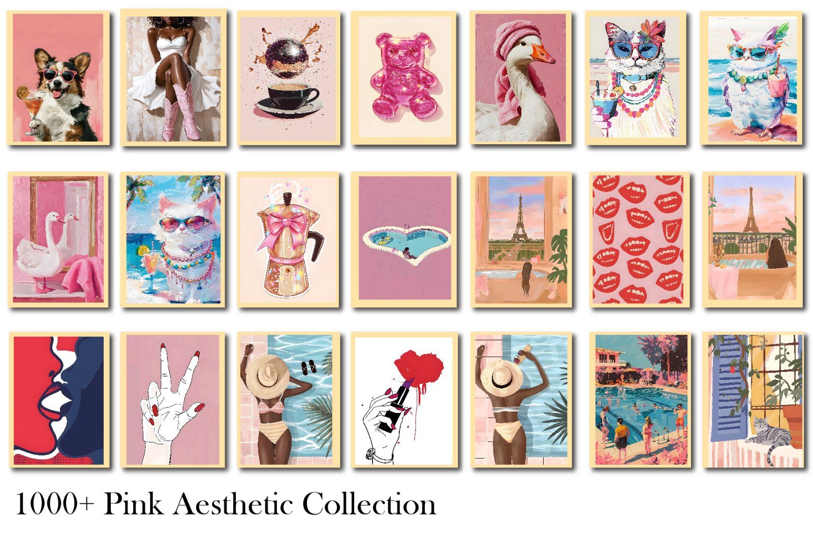 Pink Aesthetic Wall Art  Entire Shop Sale, Bundle Wall Art, Aesthetic wall posters, Pink Wall Art, D