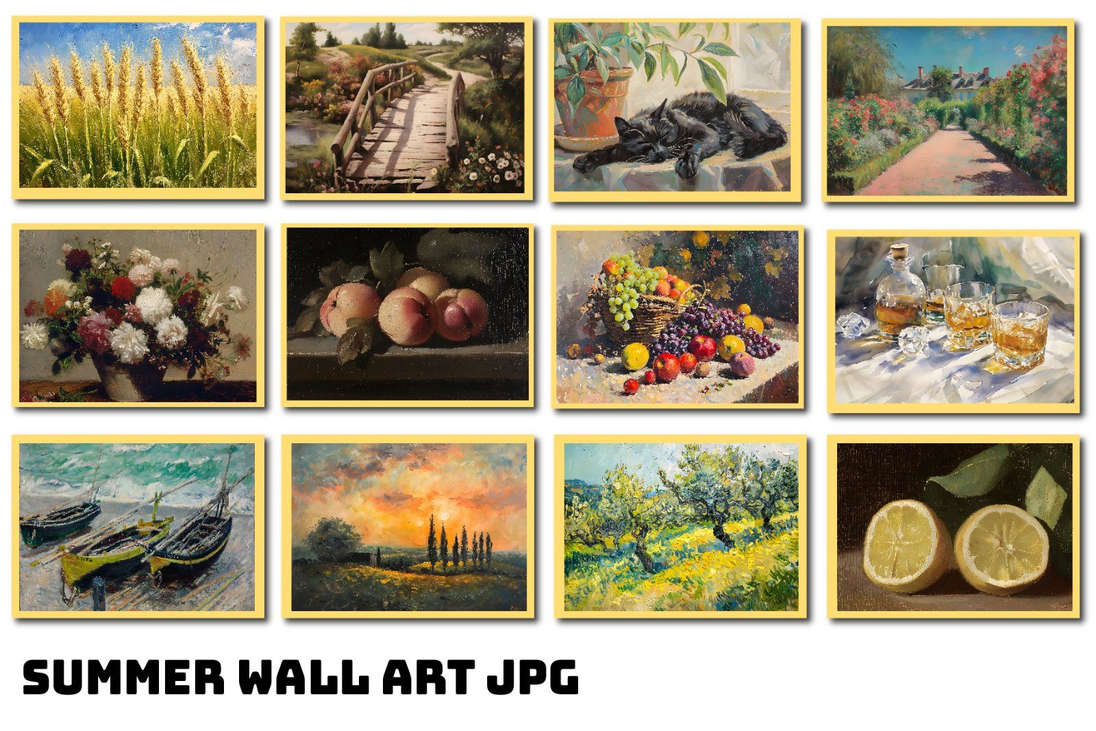 Summer Wall Art Bundle, Bundle Wall Art, Vintage Wall Art, Summer Prints, Summer JPG, Spring Prints,