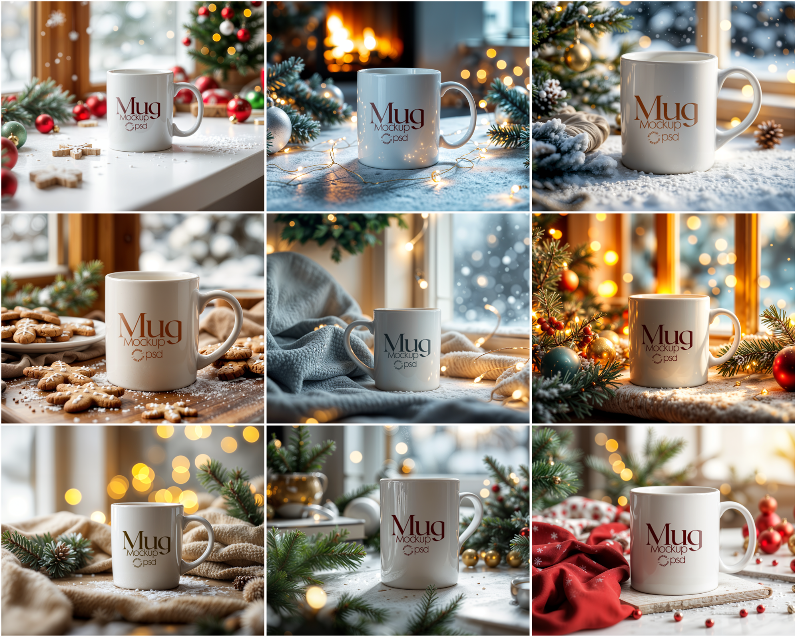 Christmas Mug Mockup Bundle: 11oz White Ceramic (Digital Download)