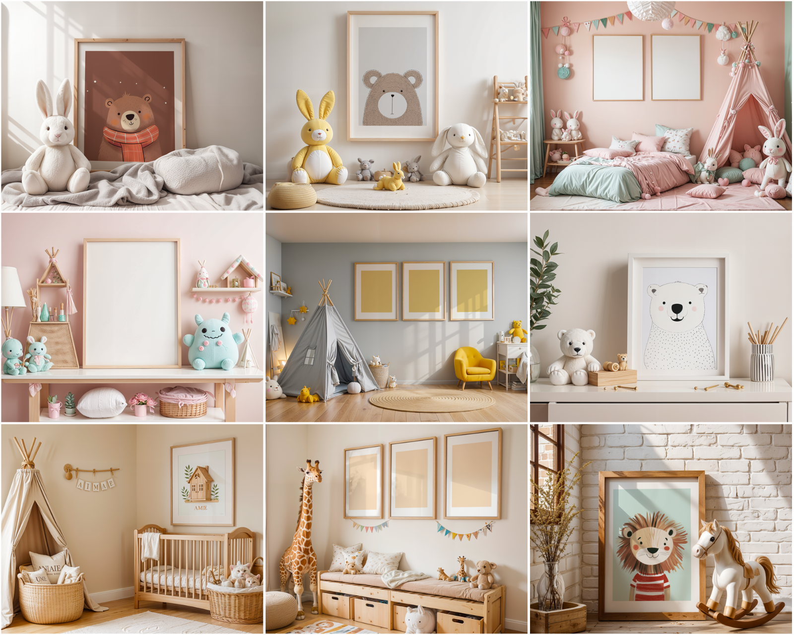 Nursery Frame Mockup Bundle: 30 PSD Files, Wall Art Mockups (Digital Download)