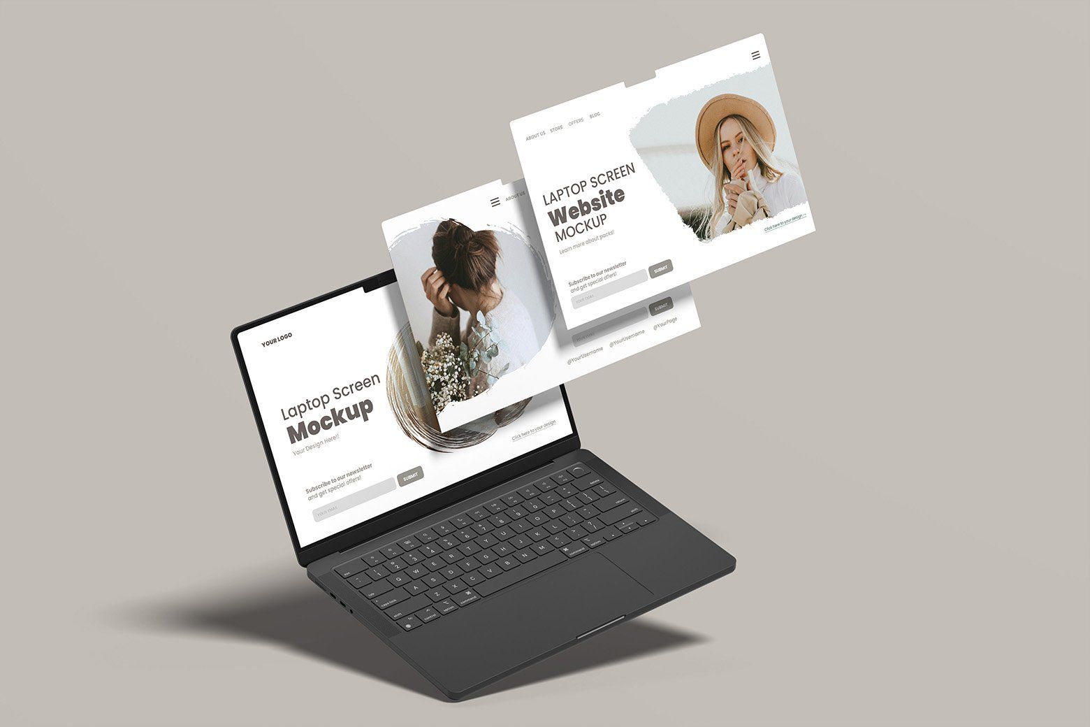 Laptop Screen Website Mockup