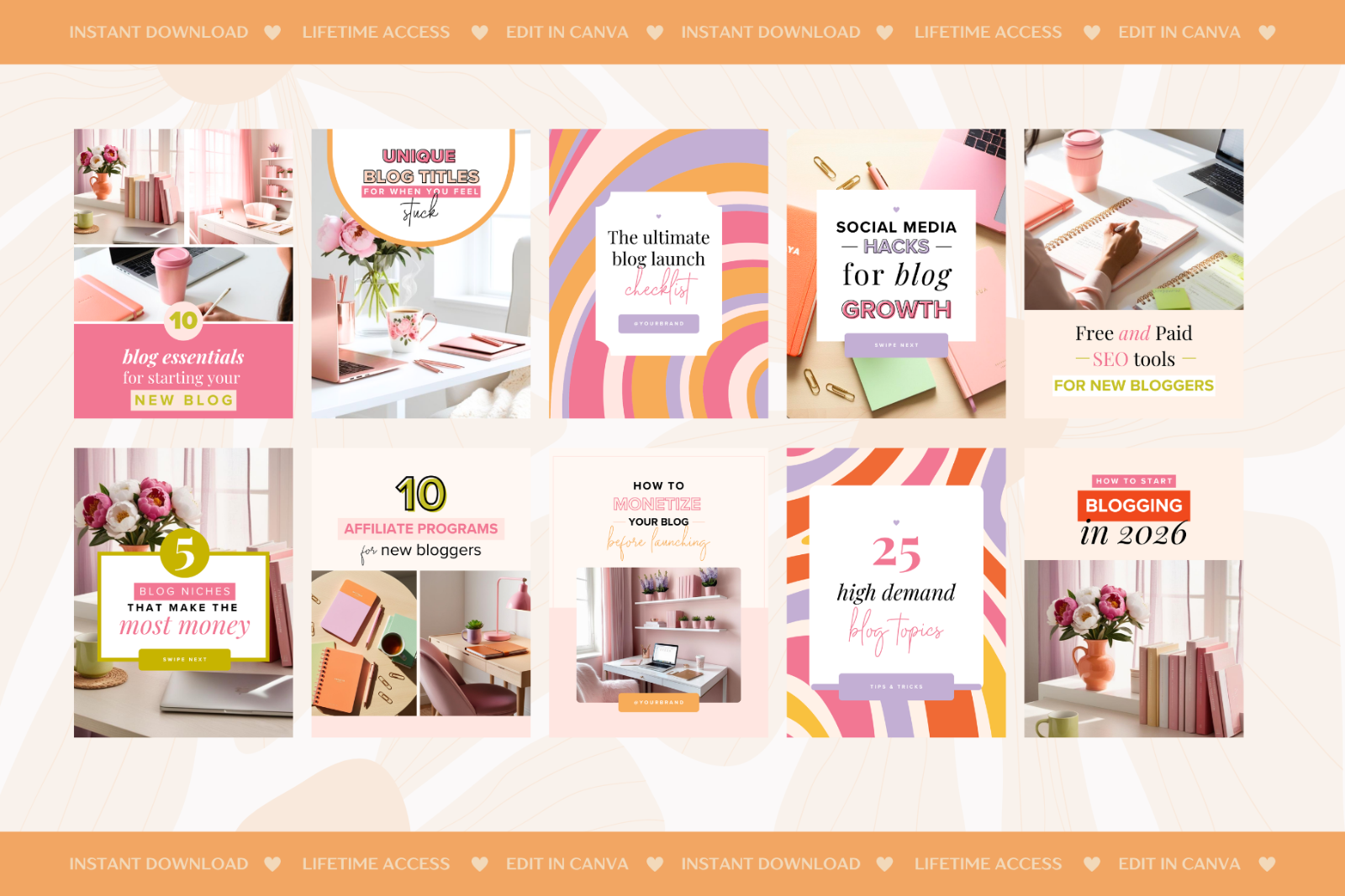 25 Boho Instagram Canva Templates