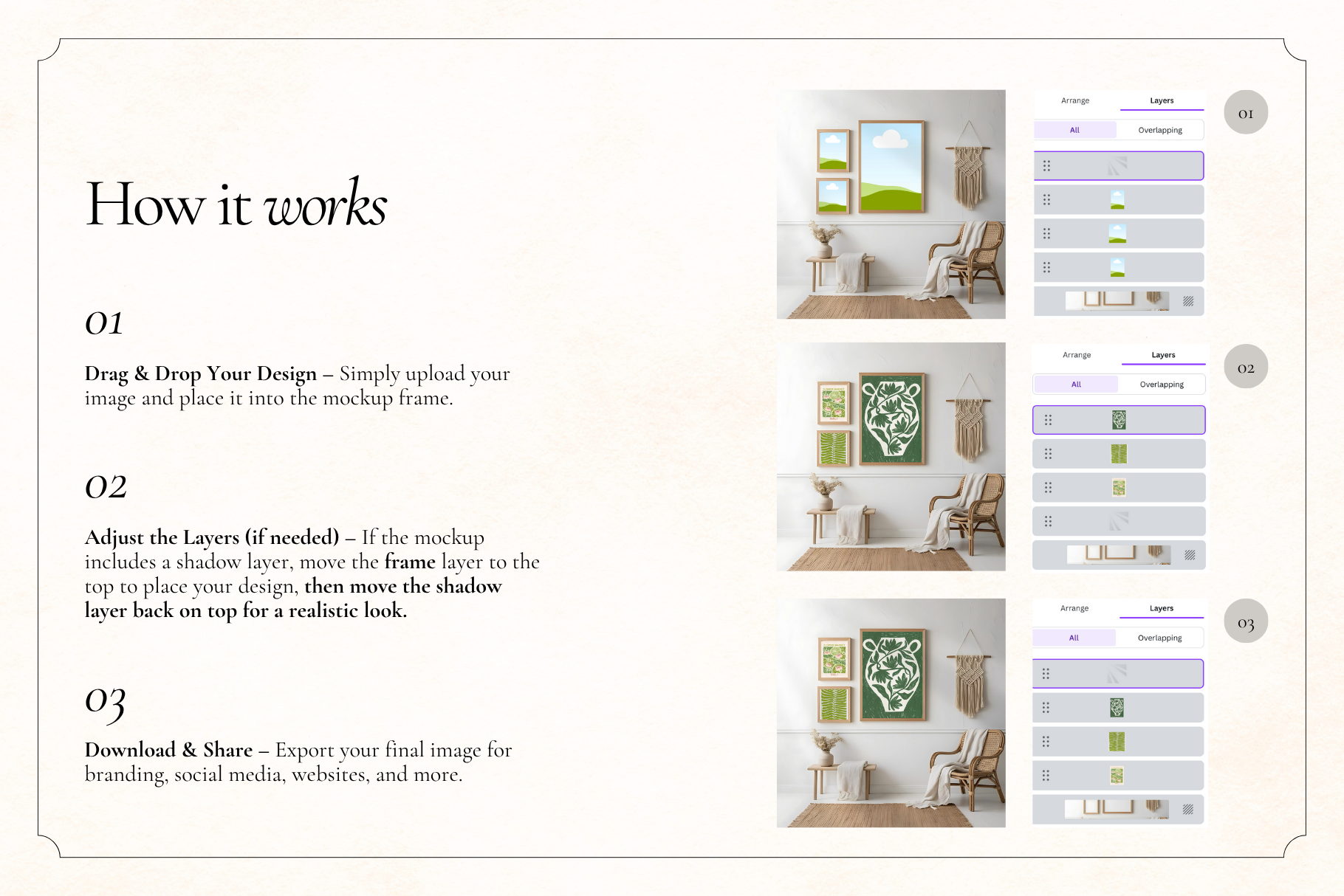 50 Frame Mockups for Canva