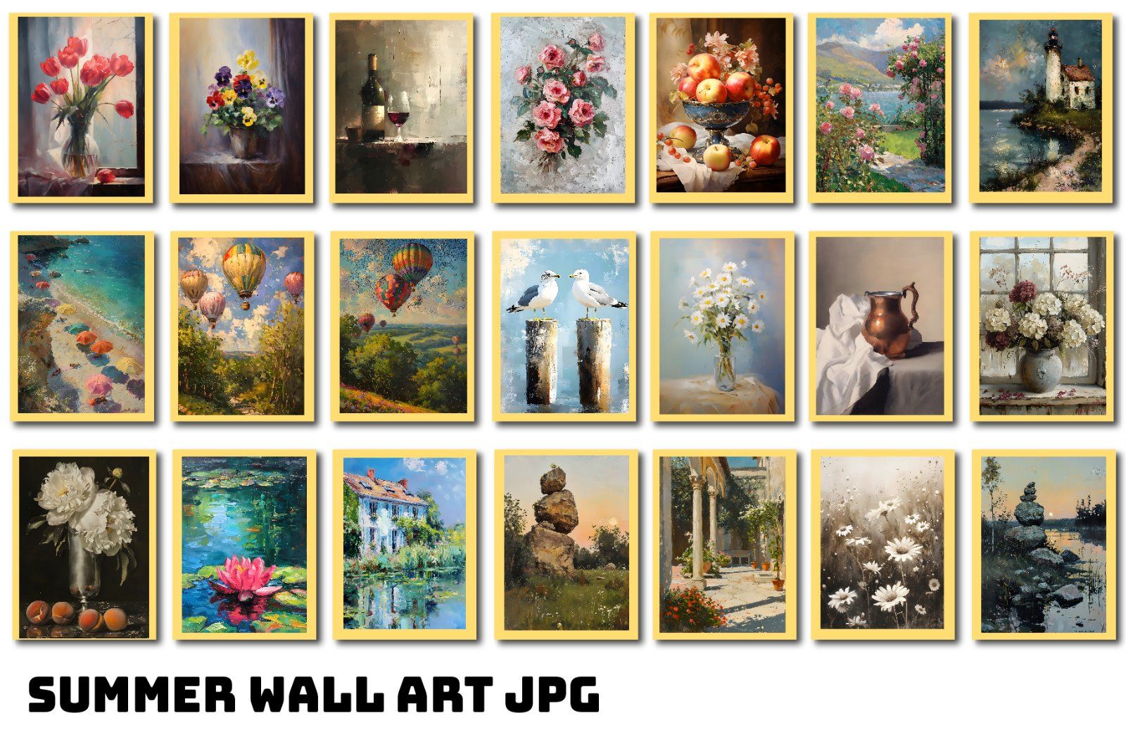 Summer Wall Art Bundle, Bundle Wall Art, Vintage Wall Art, Summer Prints, Summer JPG, Spring Prints,