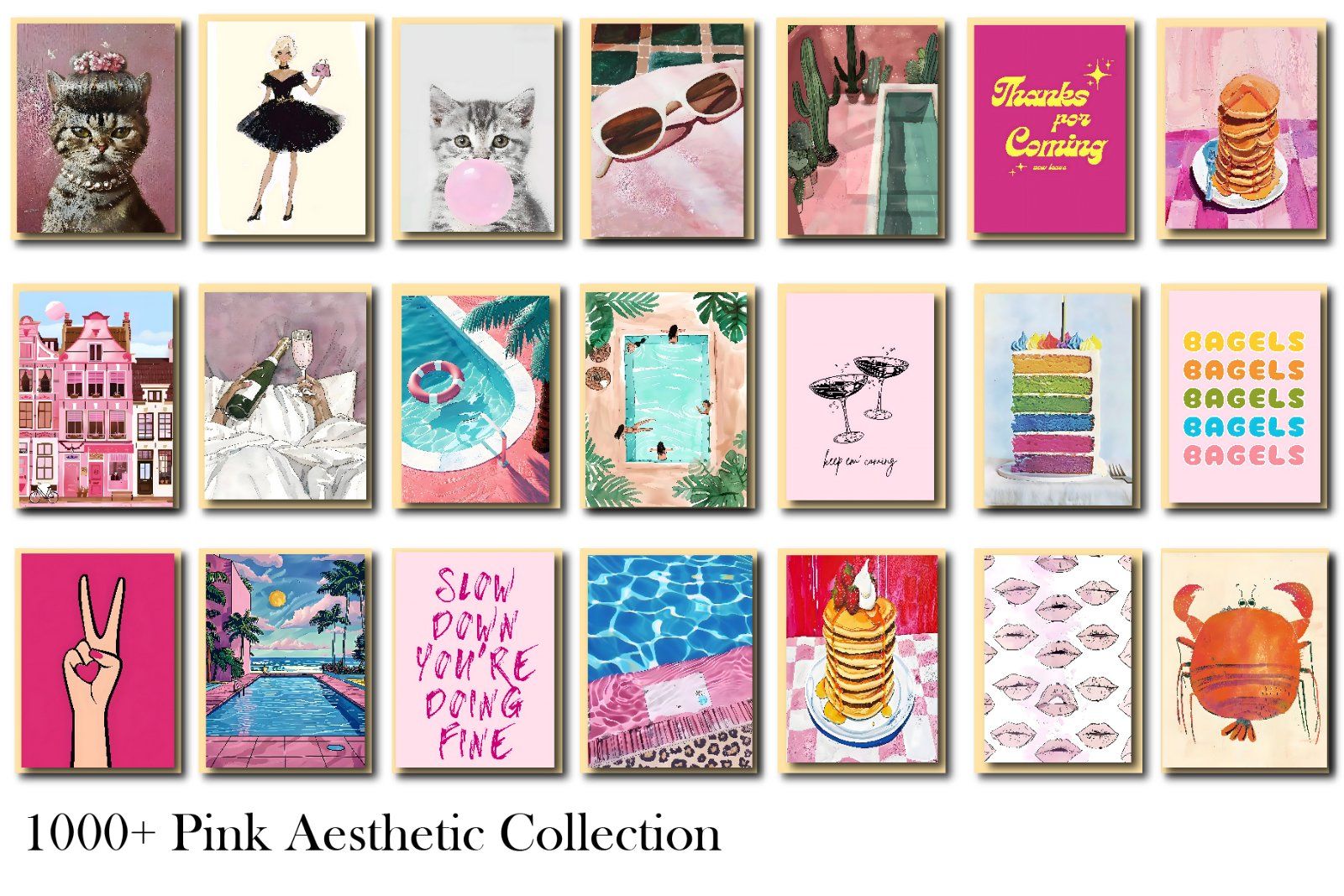 Pink Aesthetic Wall Art  Entire Shop Sale, Bundle Wall Art, Aesthetic wall posters, Pink Wall Art, D