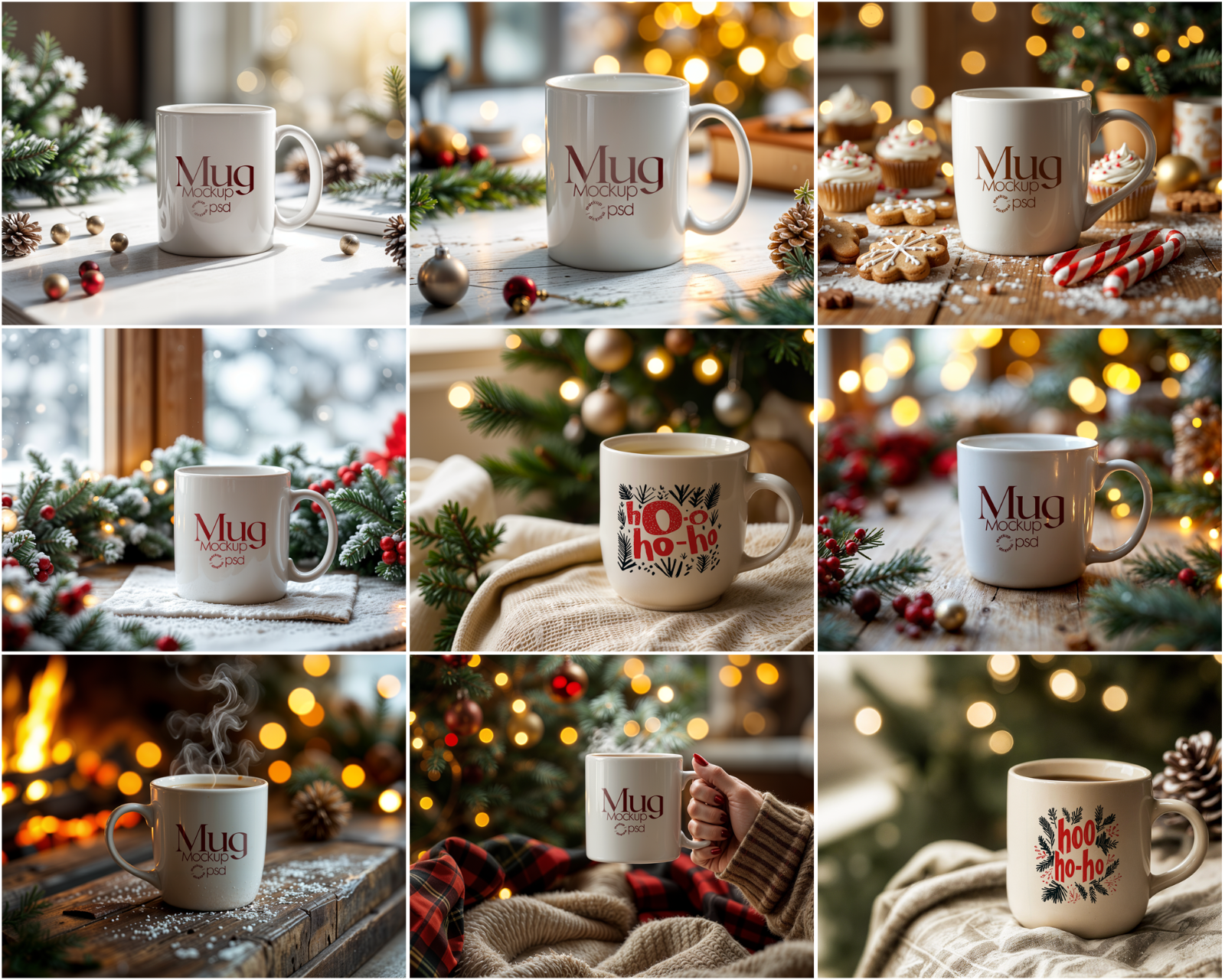 Christmas Mug Mockup Bundle: 11oz White Ceramic (Digital Download)