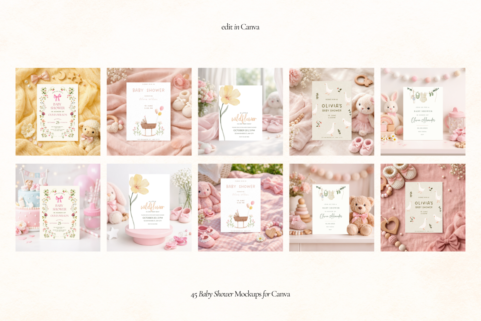 Baby Shower Invitation Canva Mockups