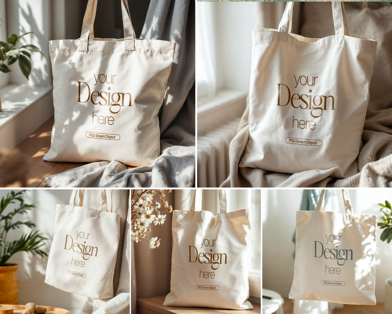Tote Bag Mockup Bundle PSD: Printify & Printful, 20+ Smart Object Mockups