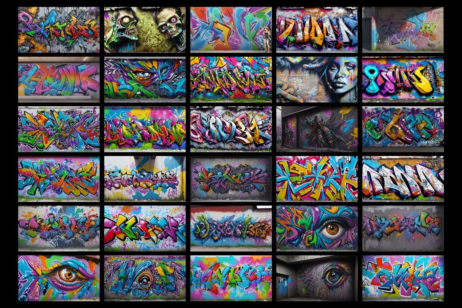 300 Graffiti Wall Colorful Background, Digital Paper, Distressed Textures, Graffiti Backgrounds