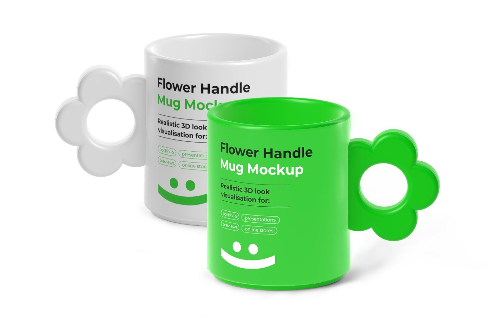 Cute Mug Mockup with Floral Handle