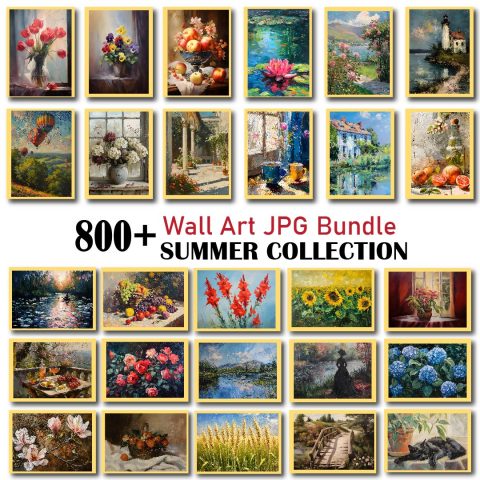 Summer Wall Art Bundle, Bundle Wall Art, Vintage Wall Art, Summer Prints, Summer JPG, Spring Prints,