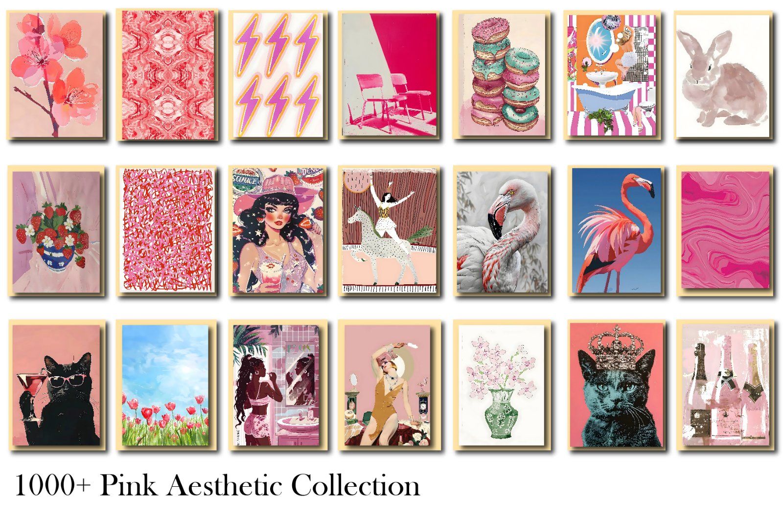 Pink Aesthetic Wall Art  Entire Shop Sale, Bundle Wall Art, Aesthetic wall posters, Pink Wall Art, D