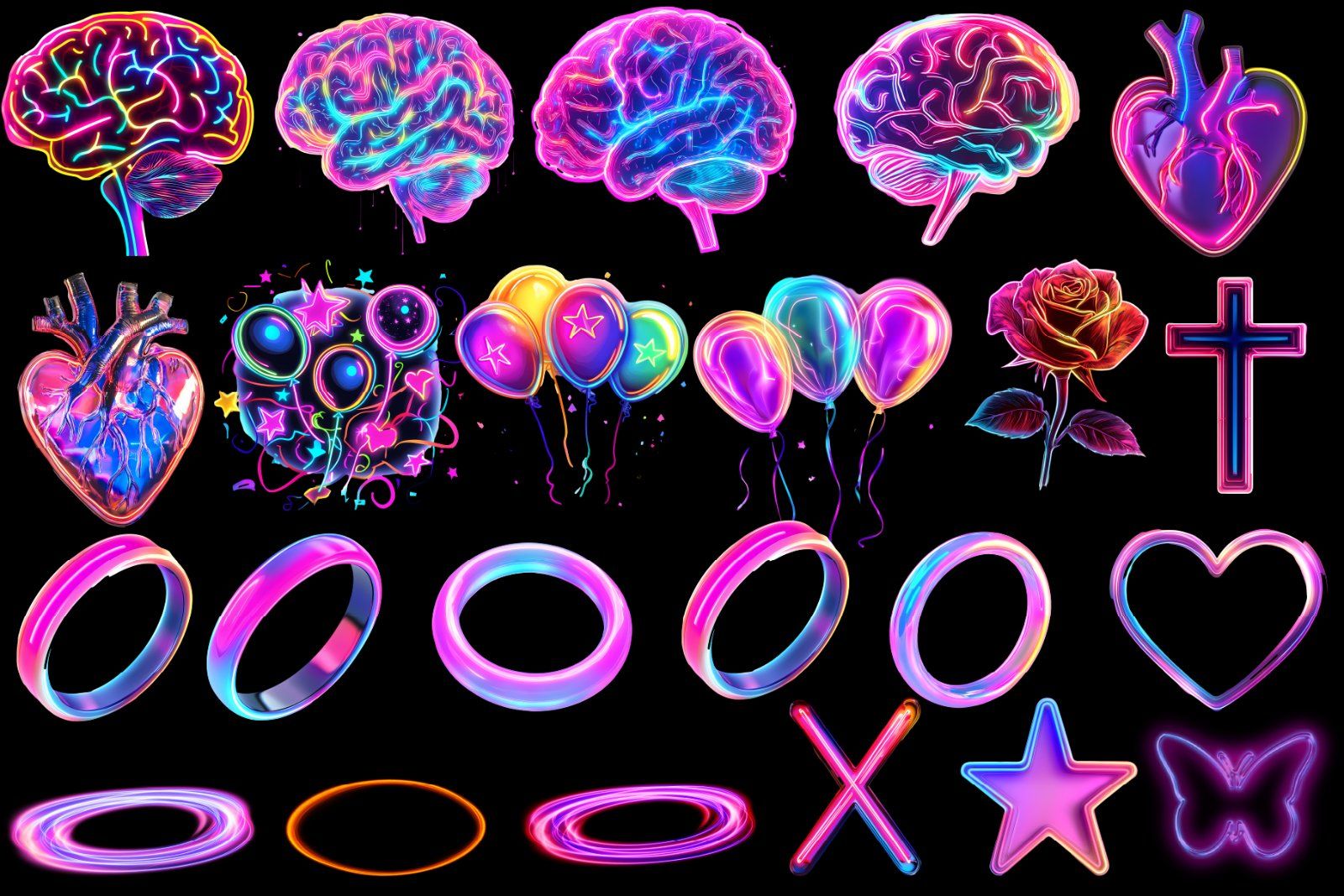 160 Neon PNG Pack, Glow Png Pack, Neon PNG, Neon Effects, Glow Effects, Neon Circle, Teleport png,