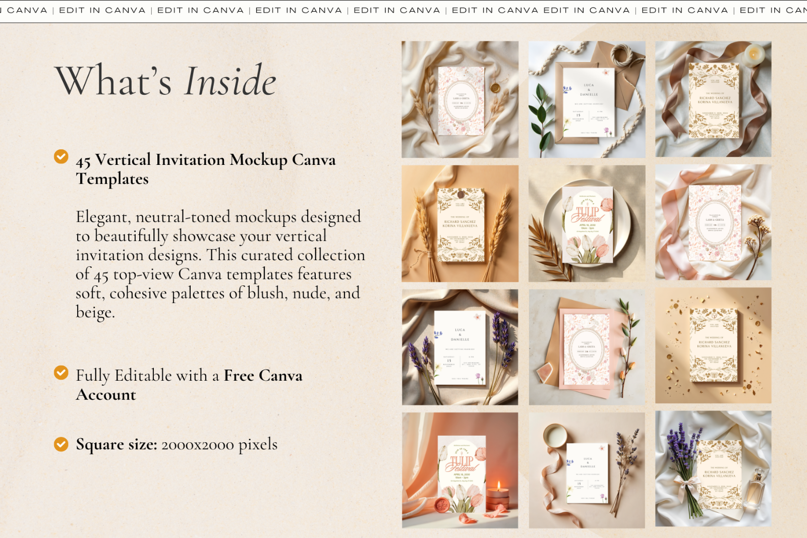 45 Invitation Card Mockups for Canva