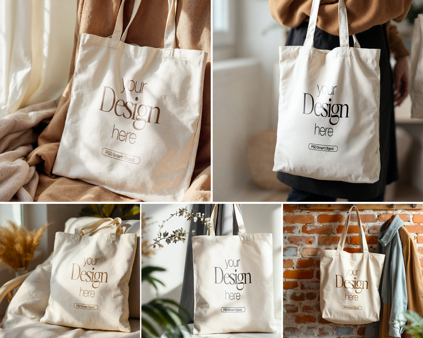 Tote Bag Mockup Bundle PSD: Printify & Printful, 20+ Smart Object Mockups