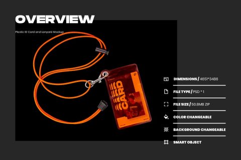 plastic ID Card & Lanyard Mockup