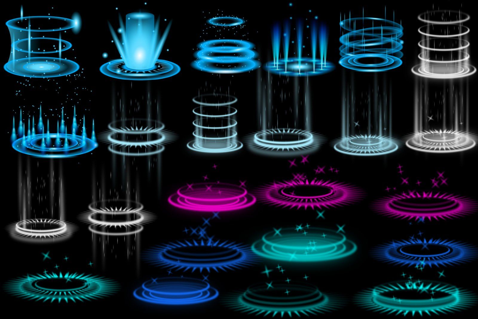 160 Neon PNG Pack, Glow Png Pack, Neon PNG, Neon Effects, Glow Effects, Neon Circle, Teleport png,