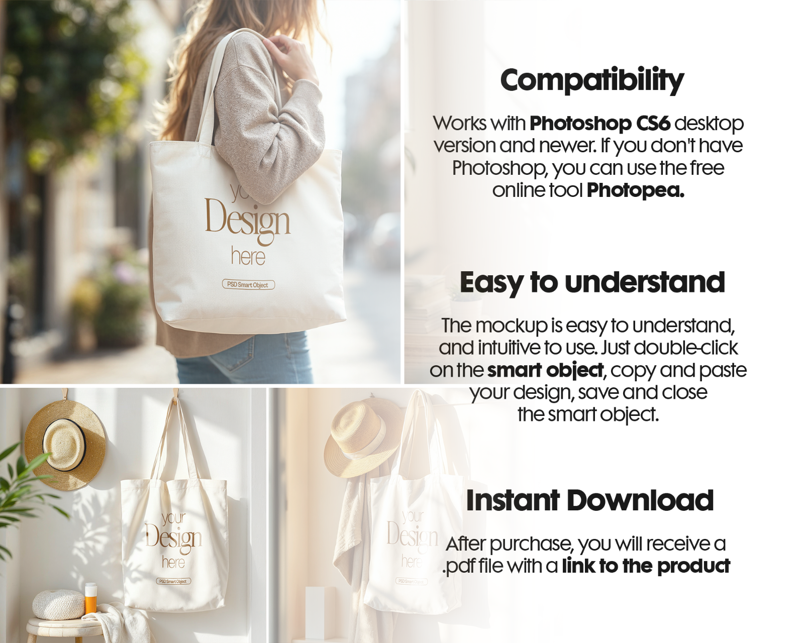 Tote Bag Mockup Bundle PSD: Printify & Printful, 20+ Smart Object Mockups