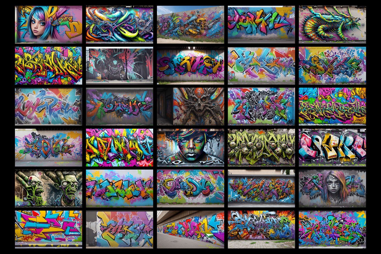 300 Graffiti Wall Colorful Background, Digital Paper, Distressed Textures, Graffiti Backgrounds