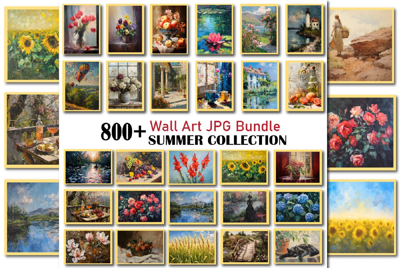 Summer Wall Art Bundle, Bundle Wall Art, Vintage Wall Art, Summer Prints, Summer JPG, Spring Prints,