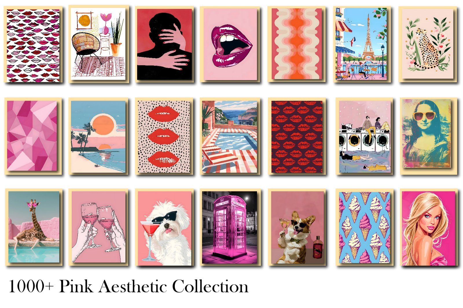 Pink Aesthetic Wall Art  Entire Shop Sale, Bundle Wall Art, Aesthetic wall posters, Pink Wall Art, D