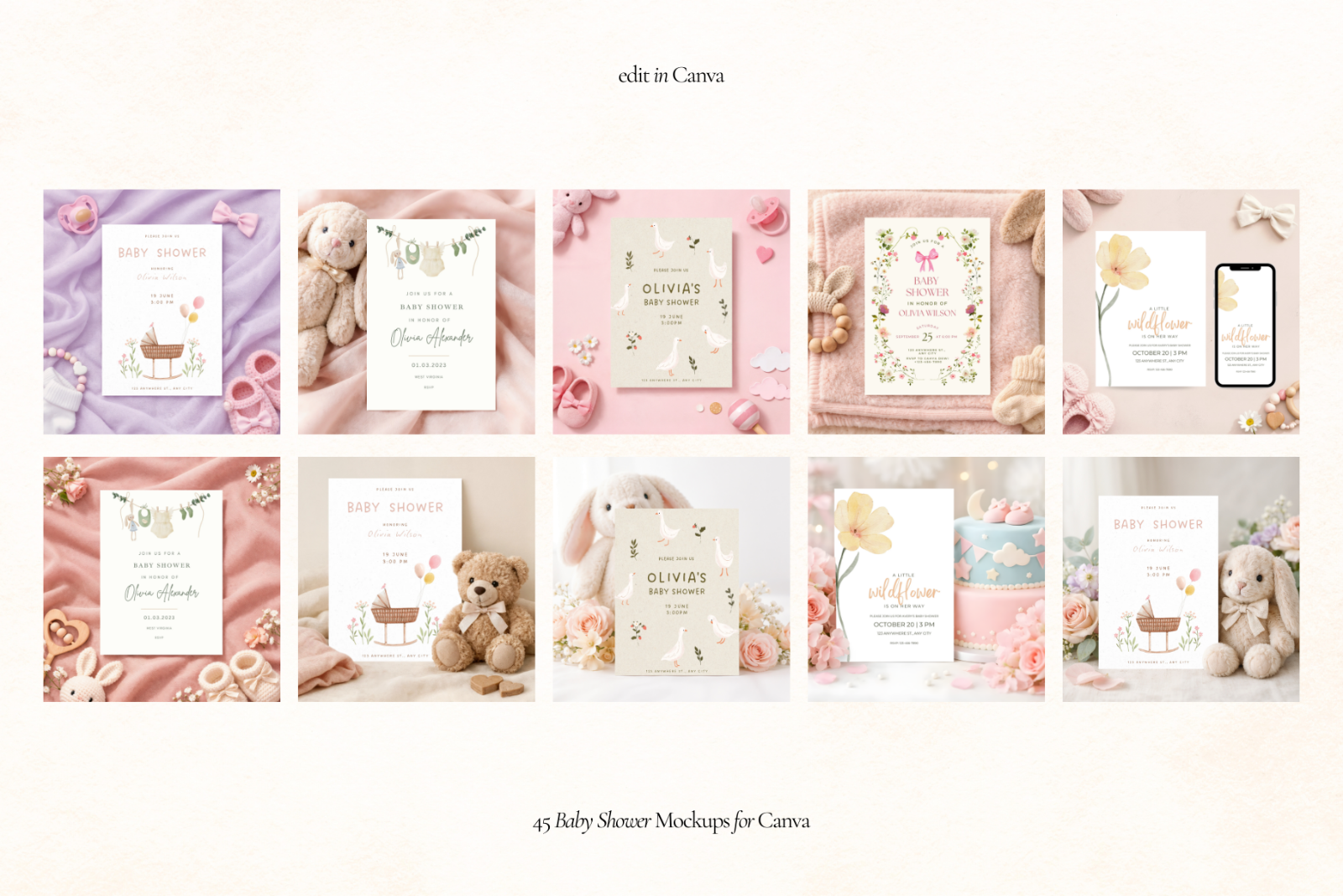 Baby Shower Invitation Canva Mockups