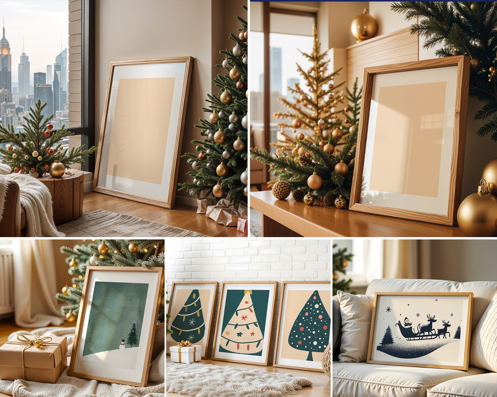 40 Christmas Frame Mockup Bundle: Poster & Art Presentation (PSD)