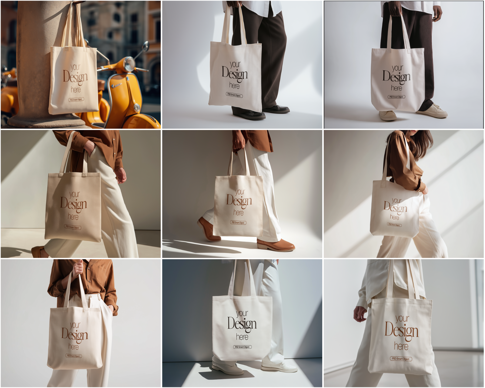 50 Fashion Tote Bag Mockups PSD Bundle with Smart Objects