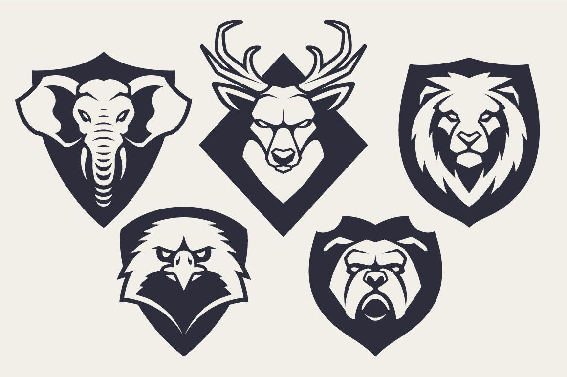 Animals Mascot Icons Vector Set