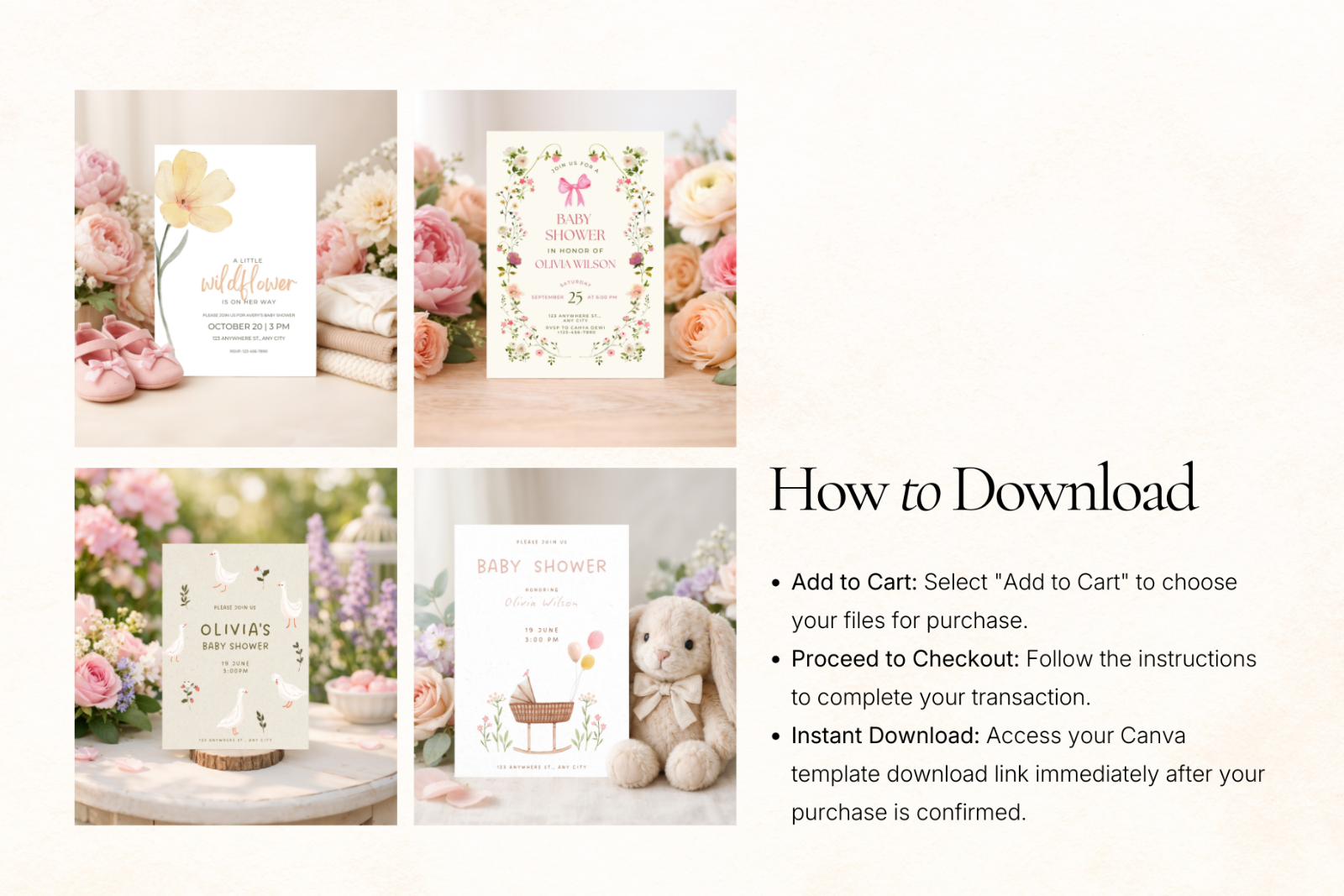 Baby Shower Invitation Canva Mockups