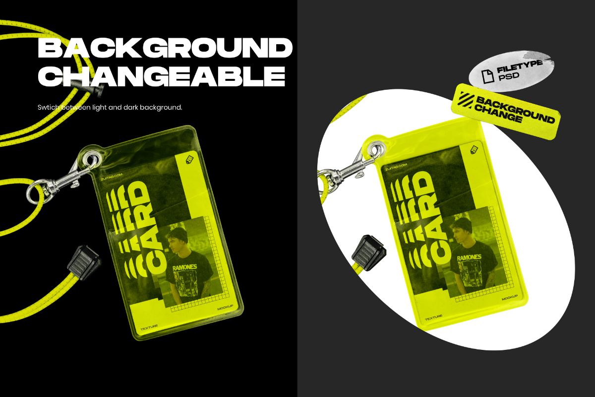 plastic ID Card & Lanyard Mockup