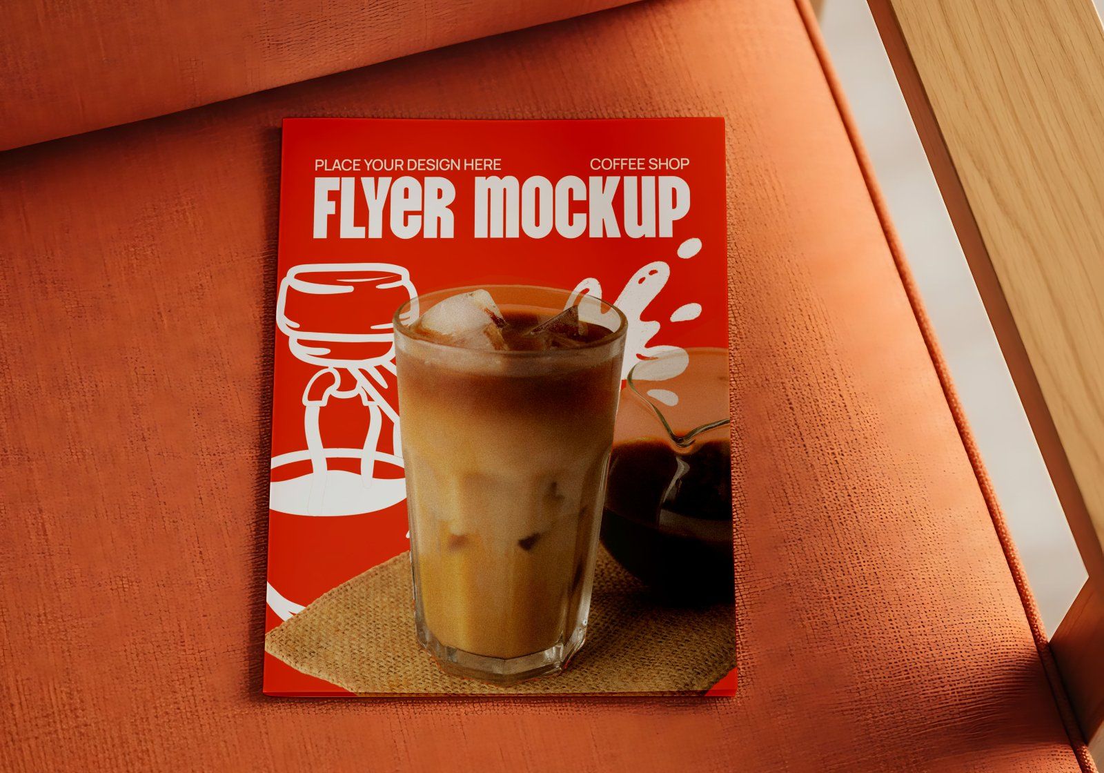 Premium Orange Cafe Coffee Mockup