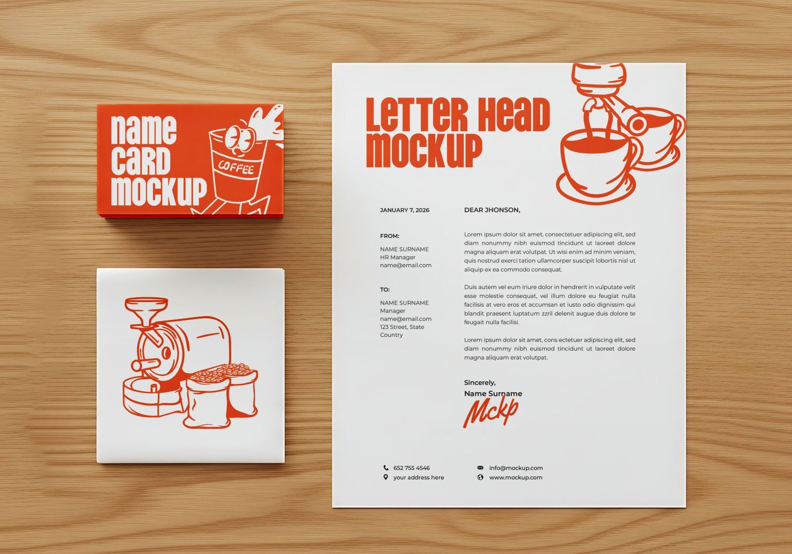 Premium Orange Cafe Coffee Mockup