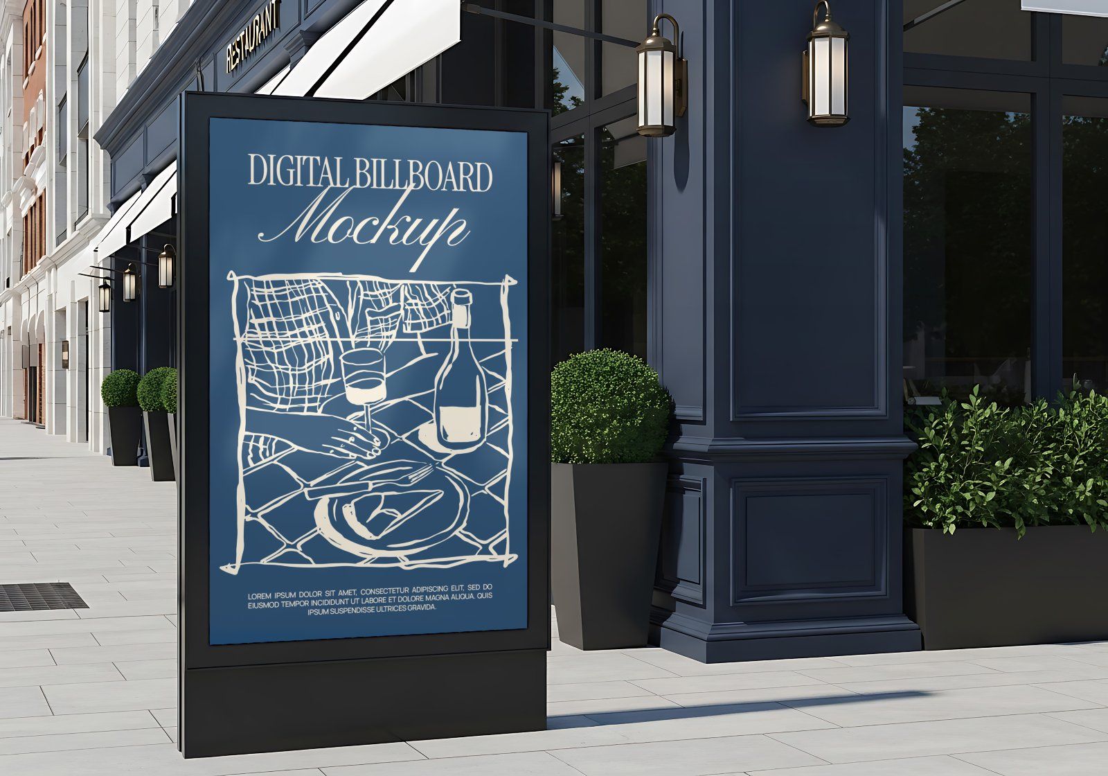 Premium Branding Blue Restaurant Mockup