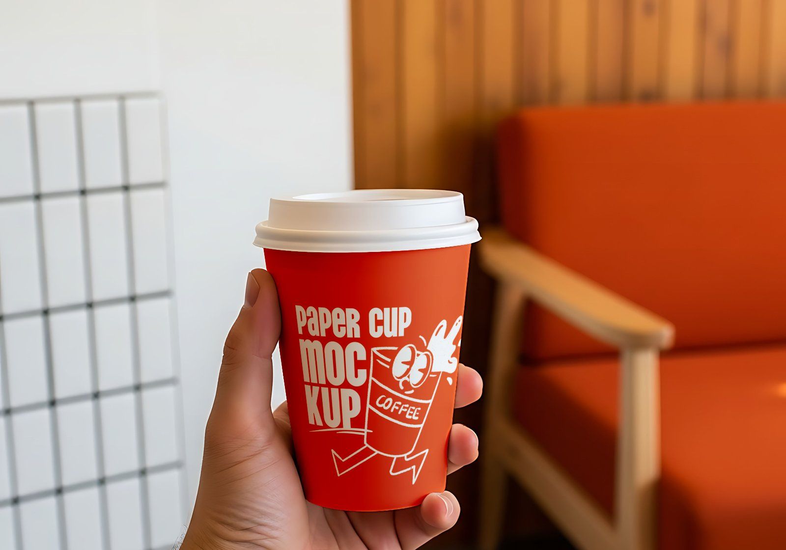 Premium Orange Cafe Coffee Mockup