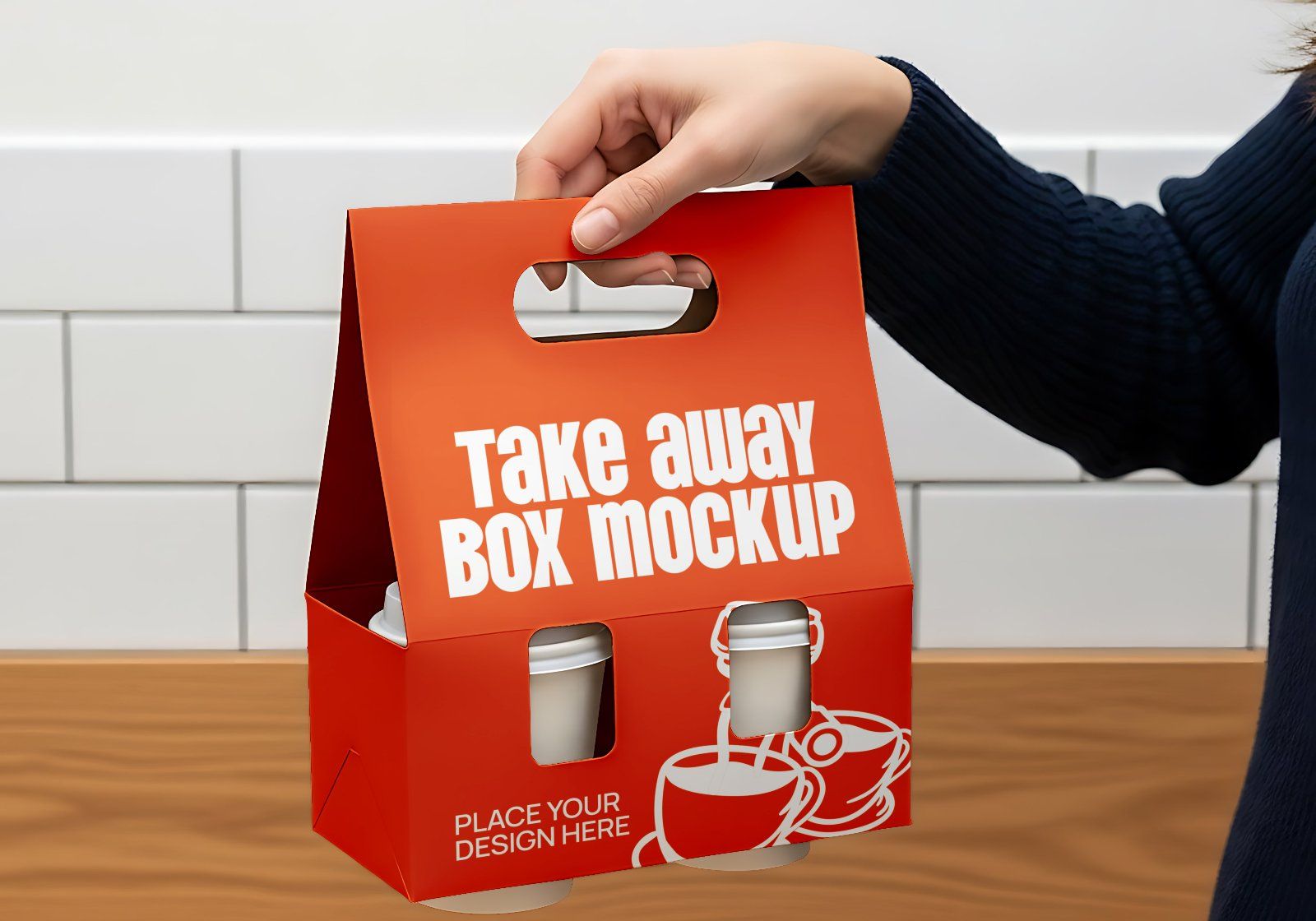 Premium Orange Cafe Coffee Mockup