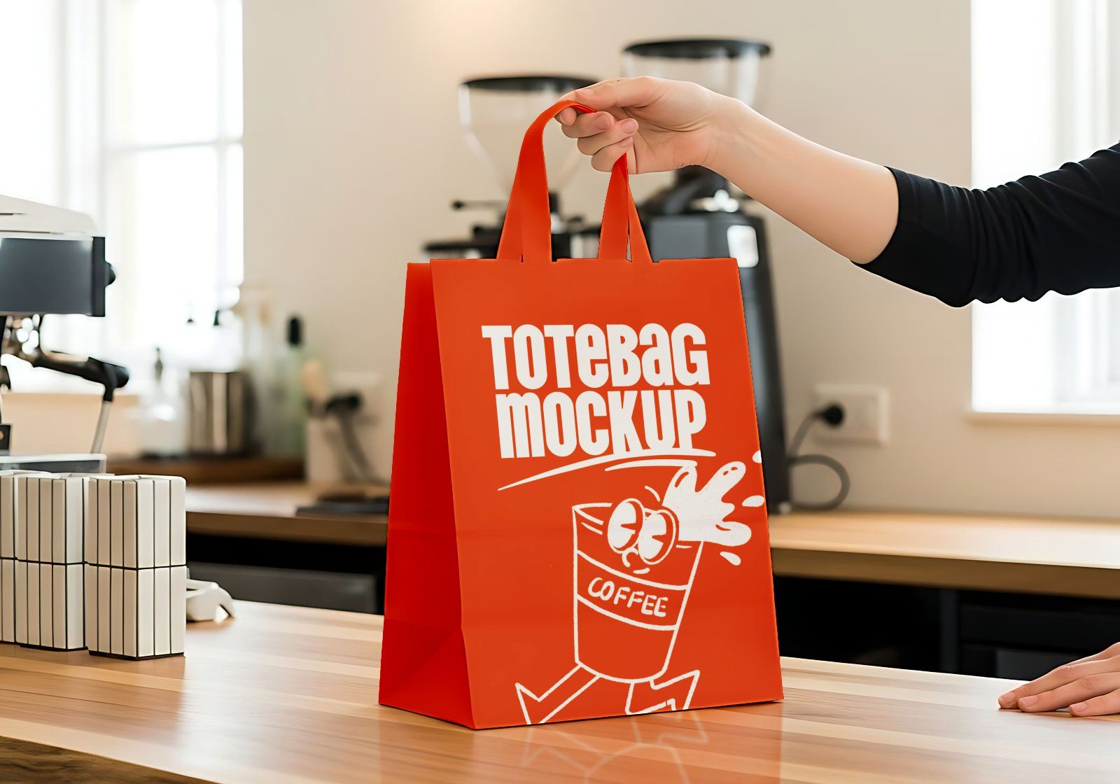 Premium Orange Cafe Coffee Mockup