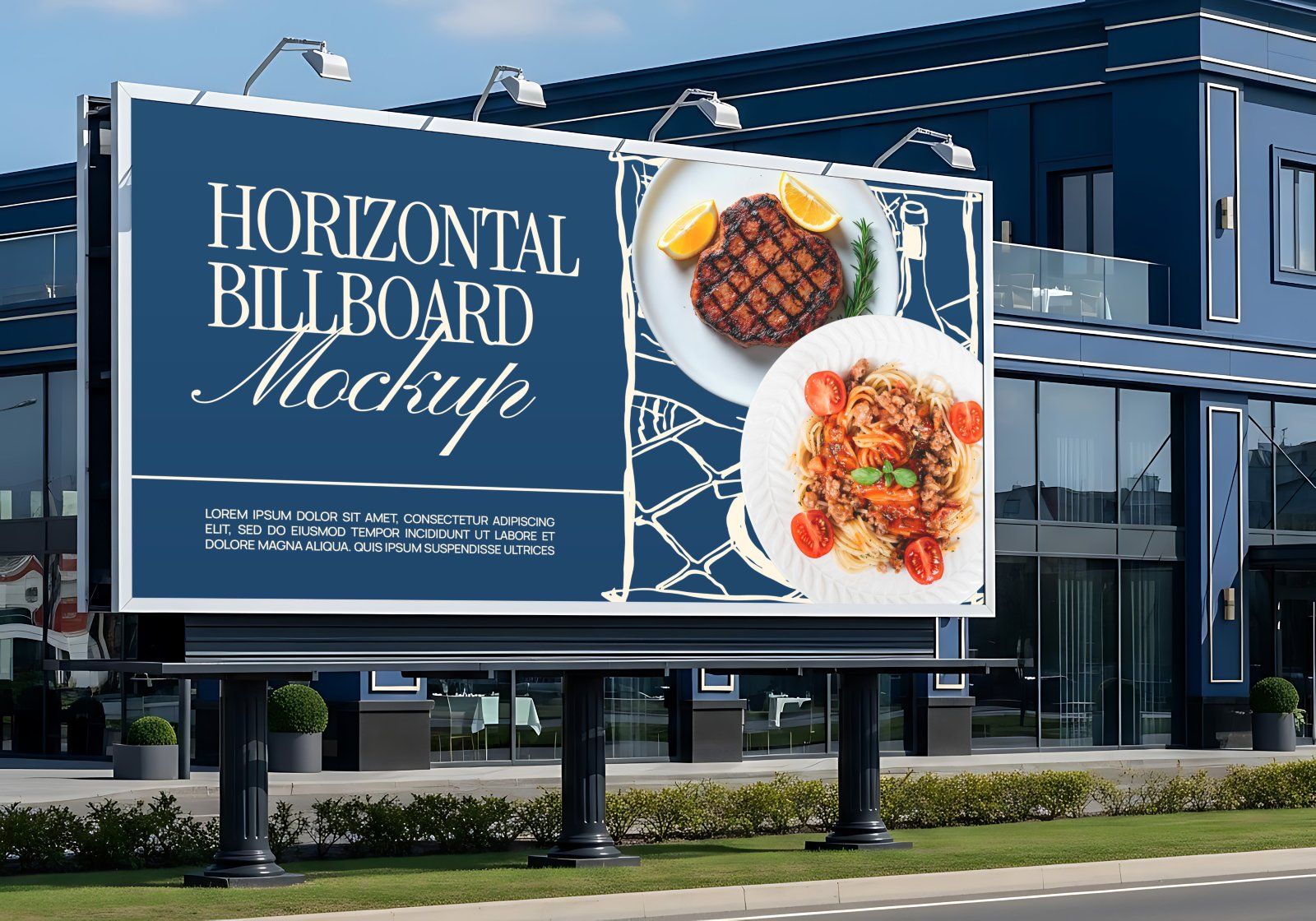 Premium Branding Blue Restaurant Mockup