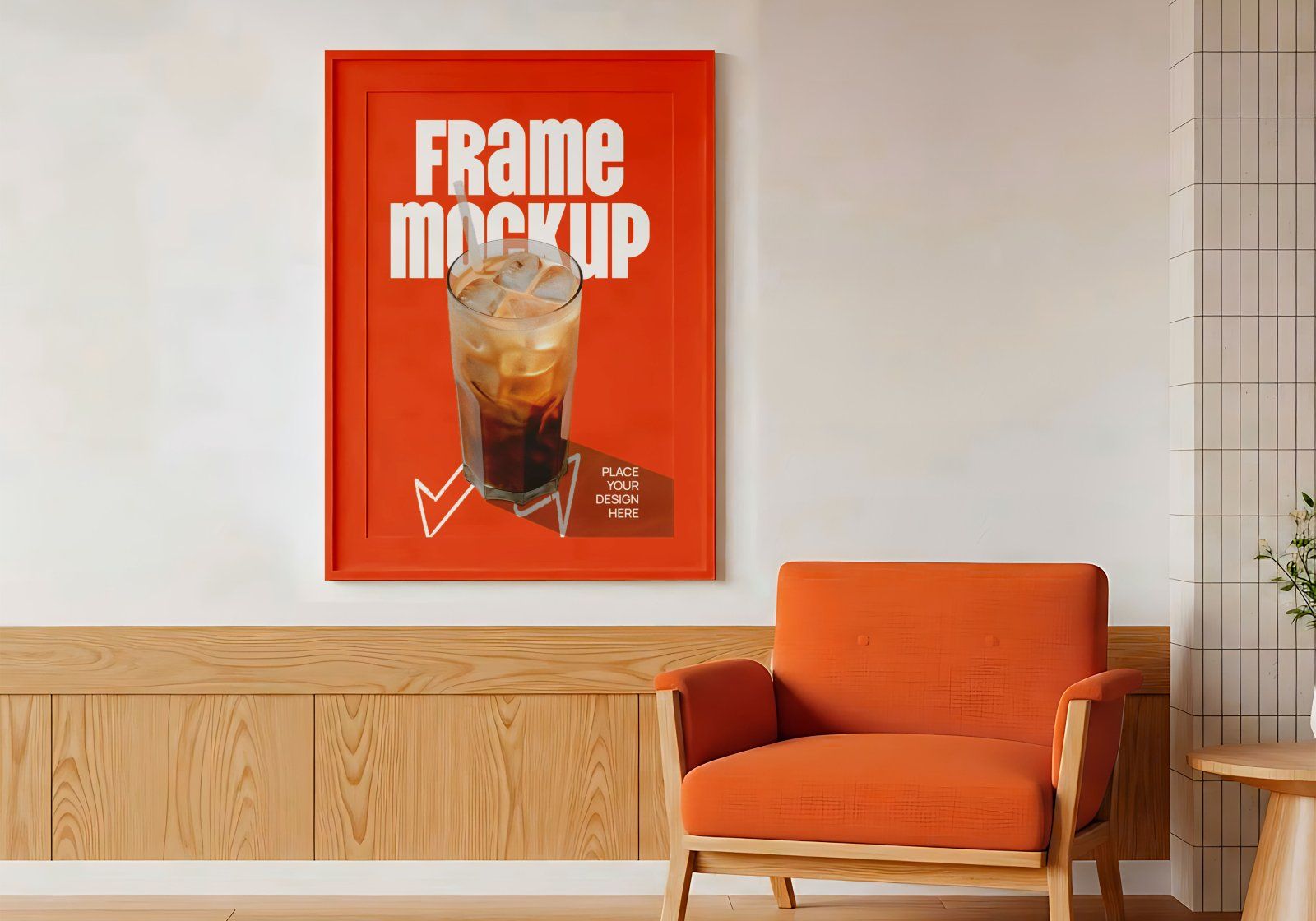 Premium Orange Cafe Coffee Mockup